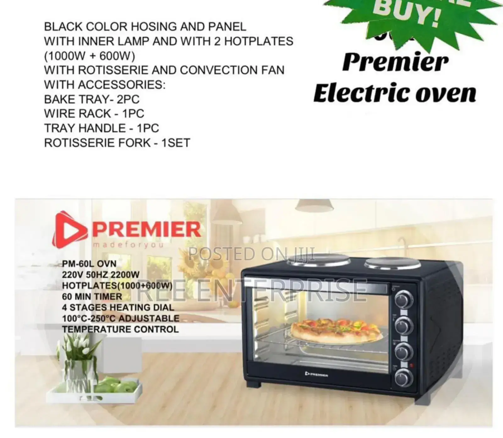 60 Litres Electric Premier Oven Brand New