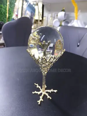 Decor Crystal Ball With Metallic Tree Frame Base