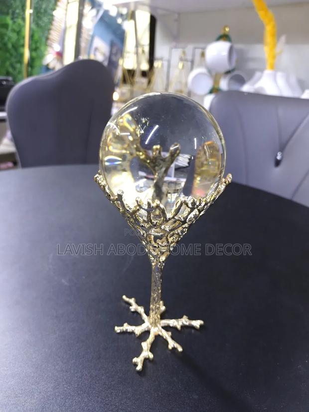 Decor Crystal Ball With Metallic Tree Frame Base