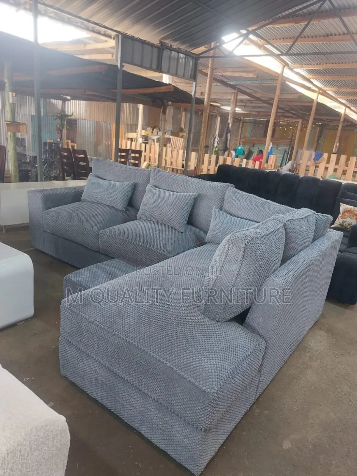 Gray Corner Sofas With a Bubble Fabric