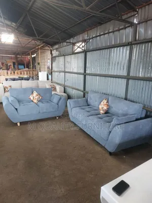 Gray 5-Seater Butterfly Sofa With Spring Cushions