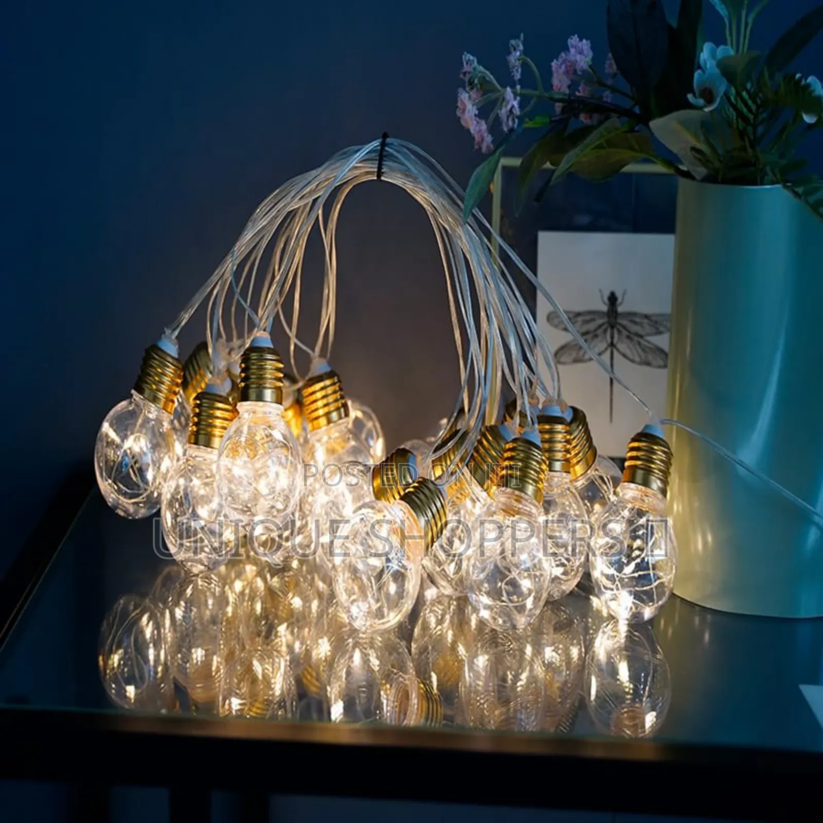 Golden String Lights With Glitters