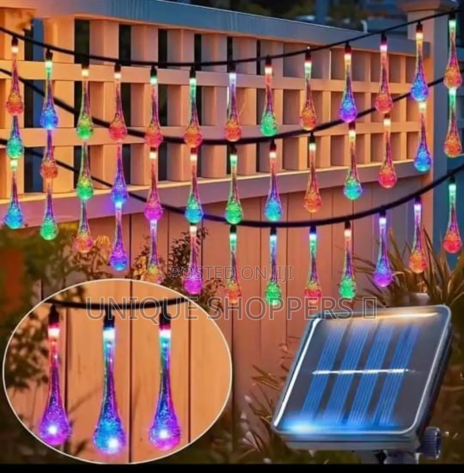 Coloured 3m Tear Drop Solar Powered Outdoor Lights