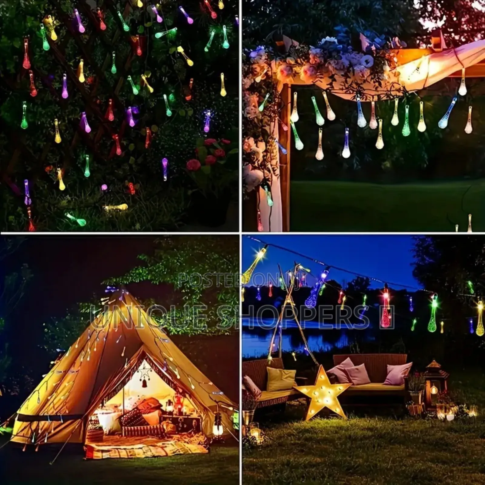 Coloured 3m Tear Drop Solar Powered Outdoor Lights