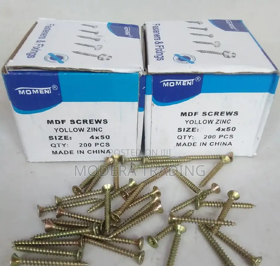 MDF Screws, Yellow Size 4mm*50mm- Www.Moderaltd.Co.Ke