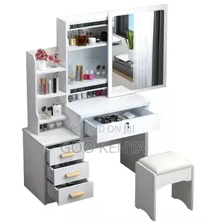 Home Dressing Table; Sliding Mirror Cosmetic Table With Hidden Storage