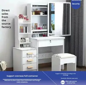 Home Dressing Table; Sliding Mirror Cosmetic Table With Hidden Storage