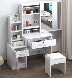 Home Dressing Table; Sliding Mirror Cosmetic Table With Hidden Storage