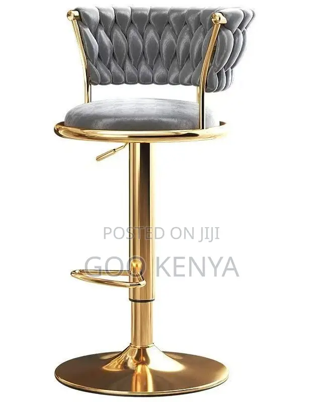 Home Bar Stool; Velvet Height Adjustable Bar Stool With Round Backrest