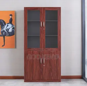 Home/Office Cabinet; Top Glass Double Door Wooden Home/Office Cabinet