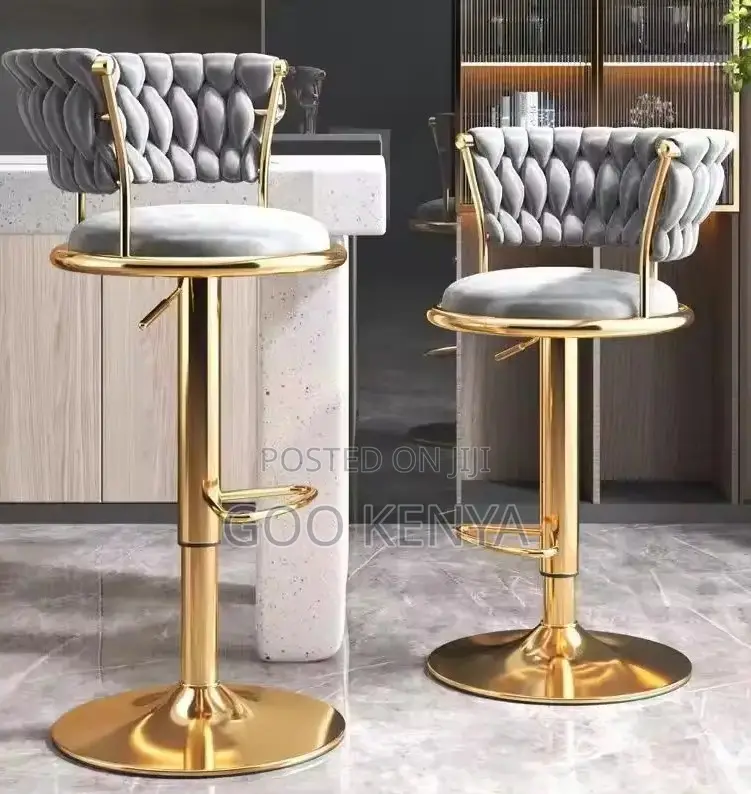 Home Counter Stool; Rotating Fabric Bar Stool With Round Back Support