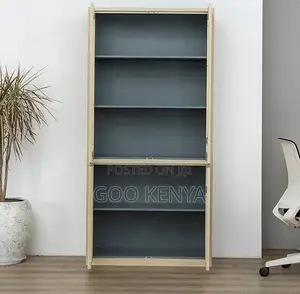Office Cabinet; 2-Lockable Doors Wood Office Cabinet With Glass Doors