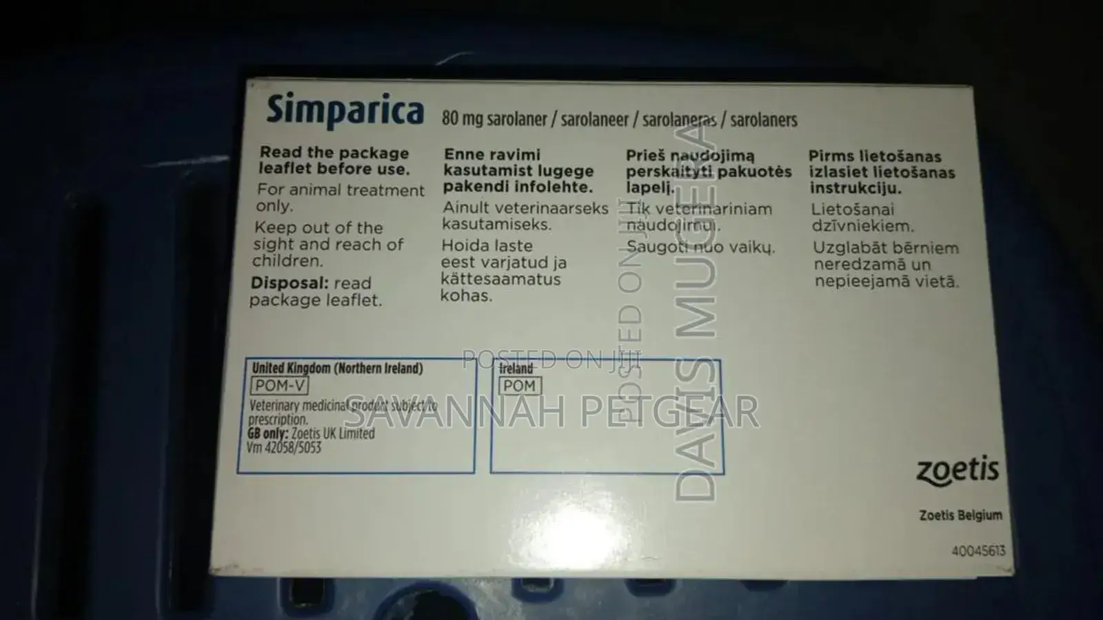 Simparica 80 Mg Chewable Tablets for Dogs Weighing 20-40 Kg(Per Tablet
