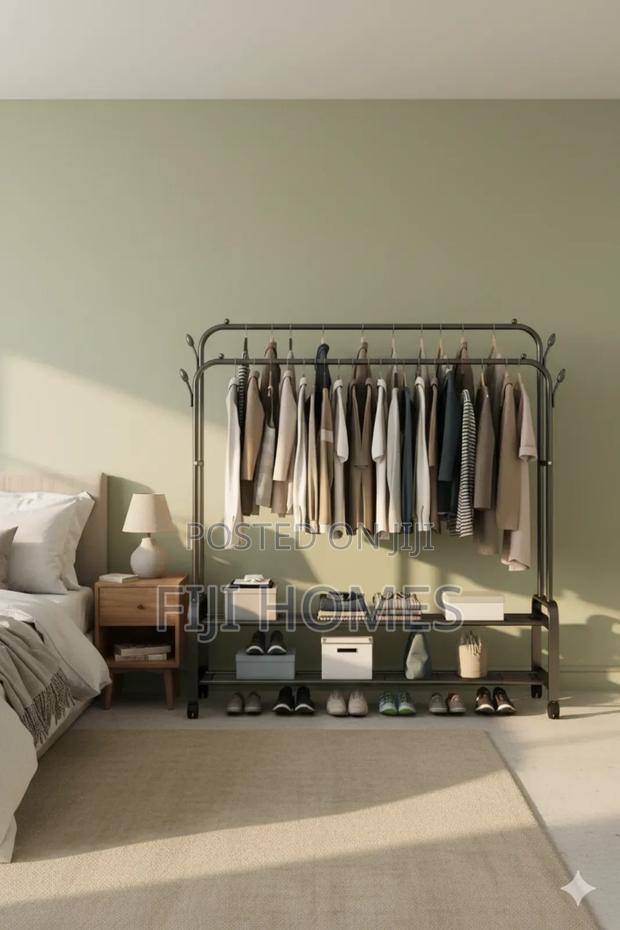 Advanced Double Layer Cloth Rack – Floor Standing Clothes Hanger - thumbnail 2