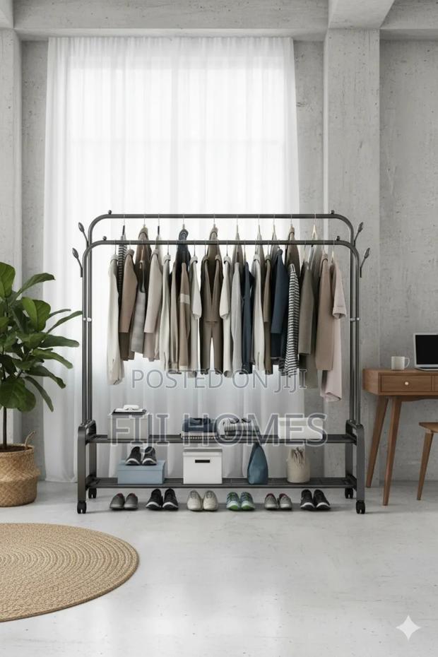 Advanced Double Layer Cloth Rack – Floor Standing Clothes Hanger - thumbnail 3