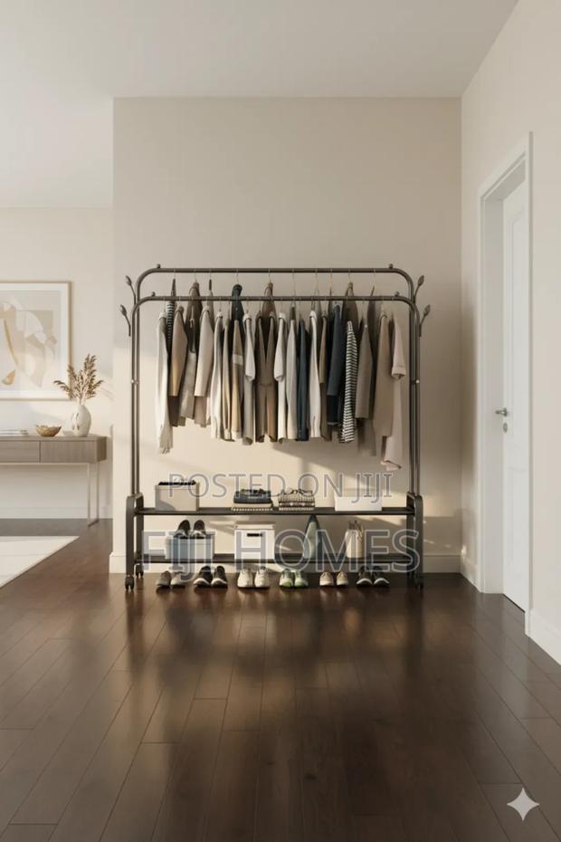 Advanced Double Layer Cloth Rack – Floor Standing Clothes Hanger - thumbnail 4