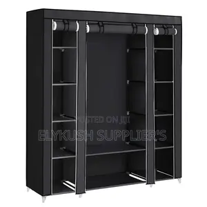 3 Column Portable Wooden Wardrobe