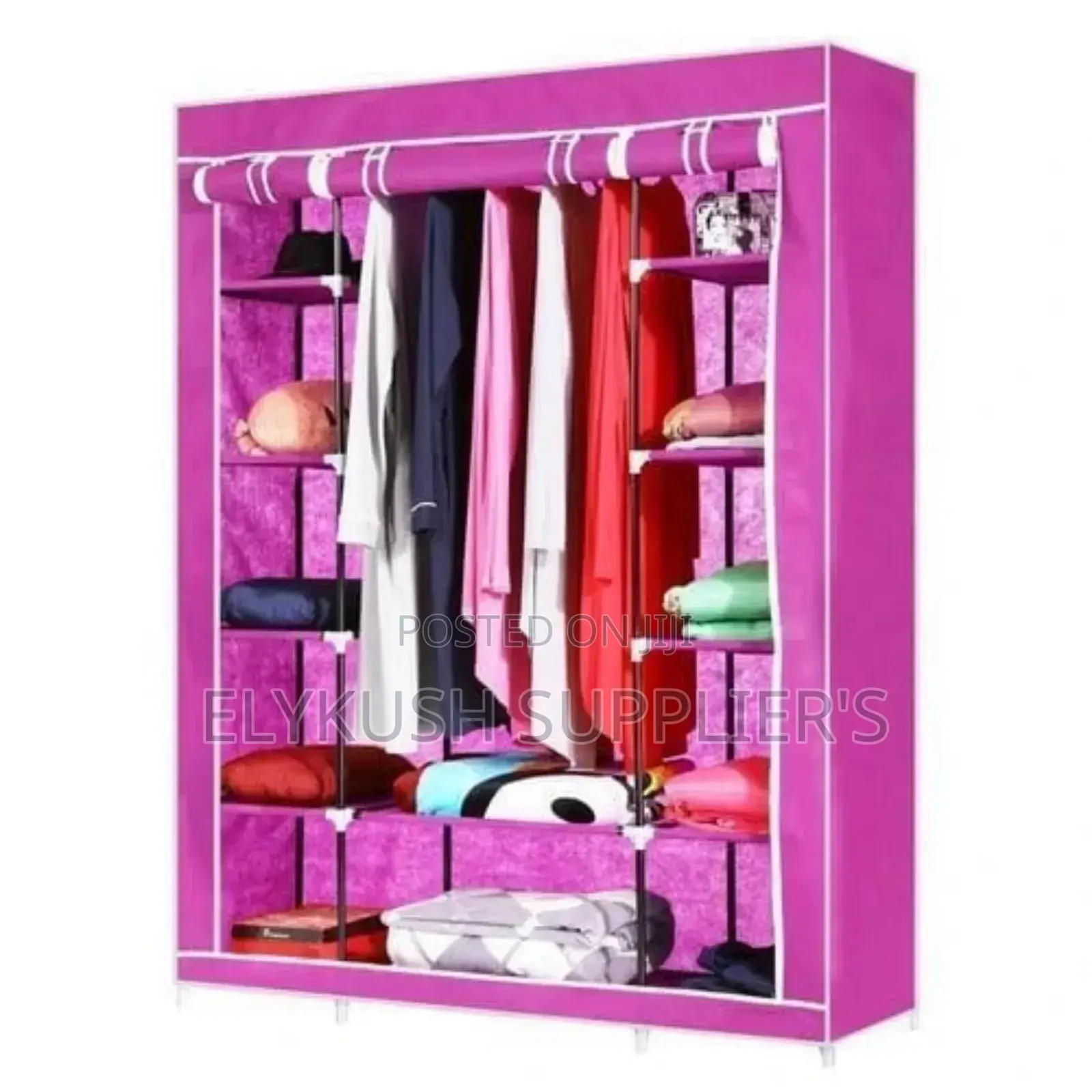 3 Column Portable Wooden Wardrobe