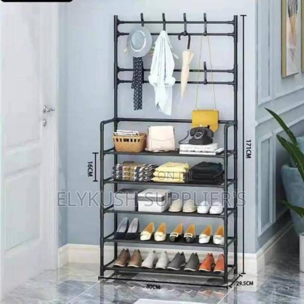 Multifunctional Shoerack*
*Big Size*
170x60x26cm
 Black and White - thumbnail 2