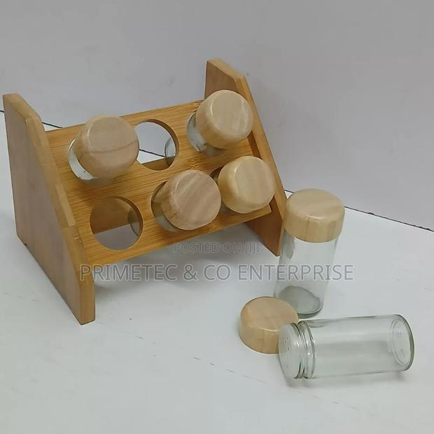6 PCS Spice Jars With Bamboo Lids - main view