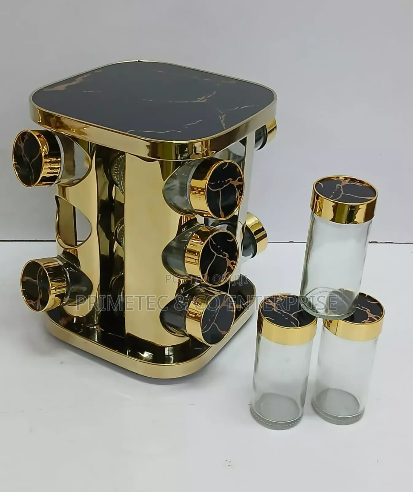 Rotating Spice Rack Has 12 Glass Jars Each 100ml