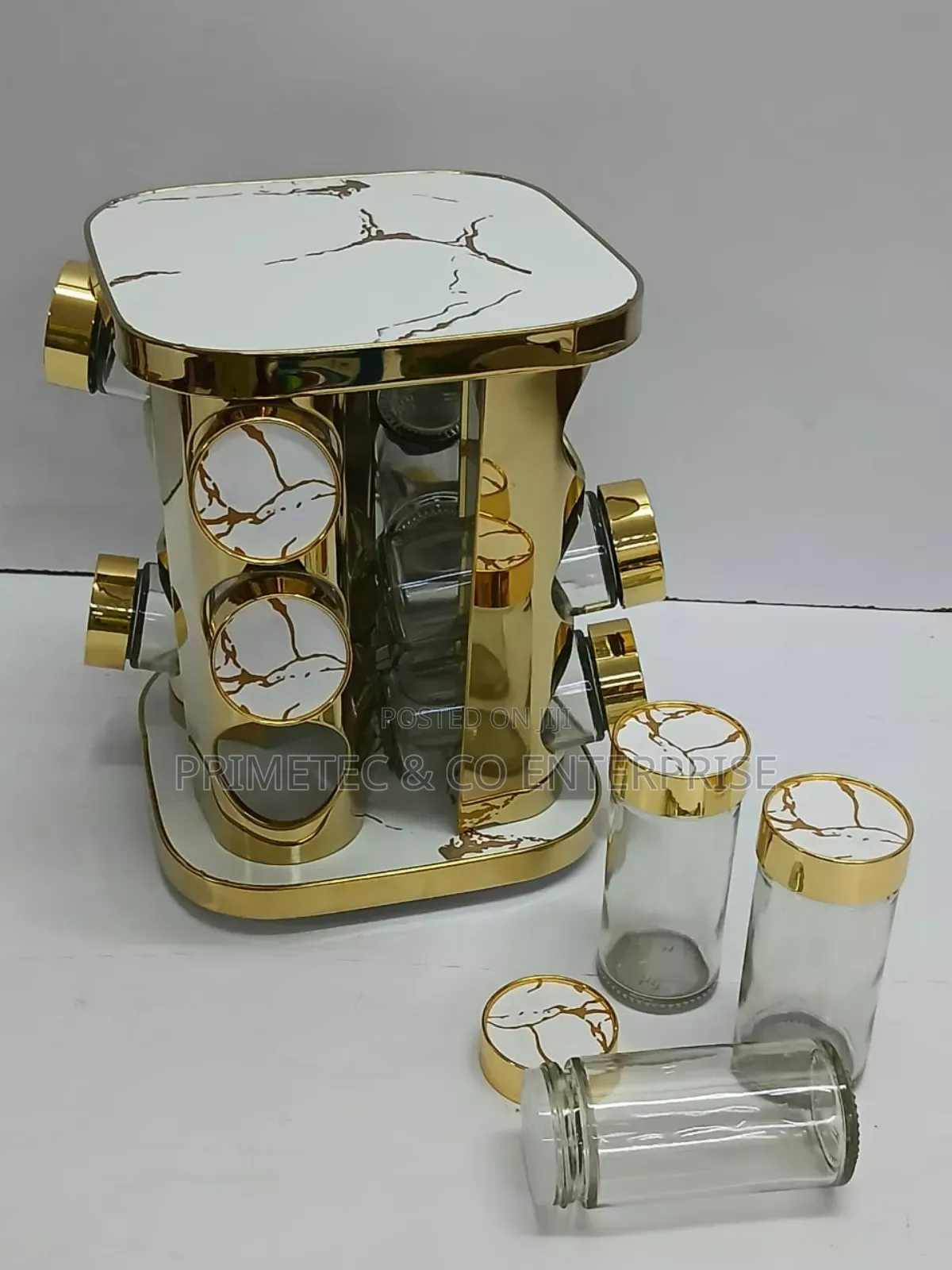 Rotating Spice Rack Has 12 Glass Jars Each 100ml