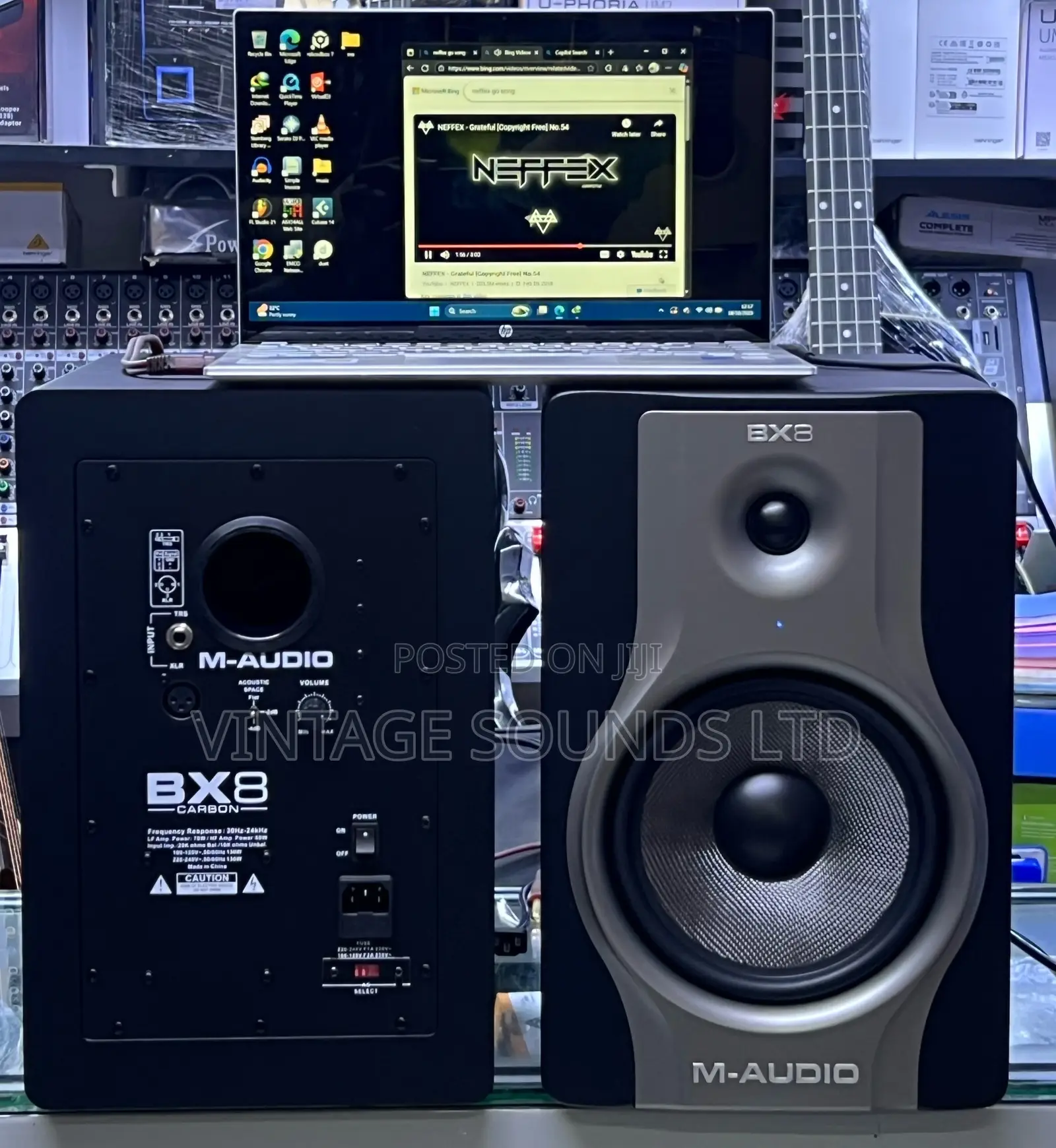 Bx8 Carbon Studio Monitors for Music Production and Mixing.( Gray)