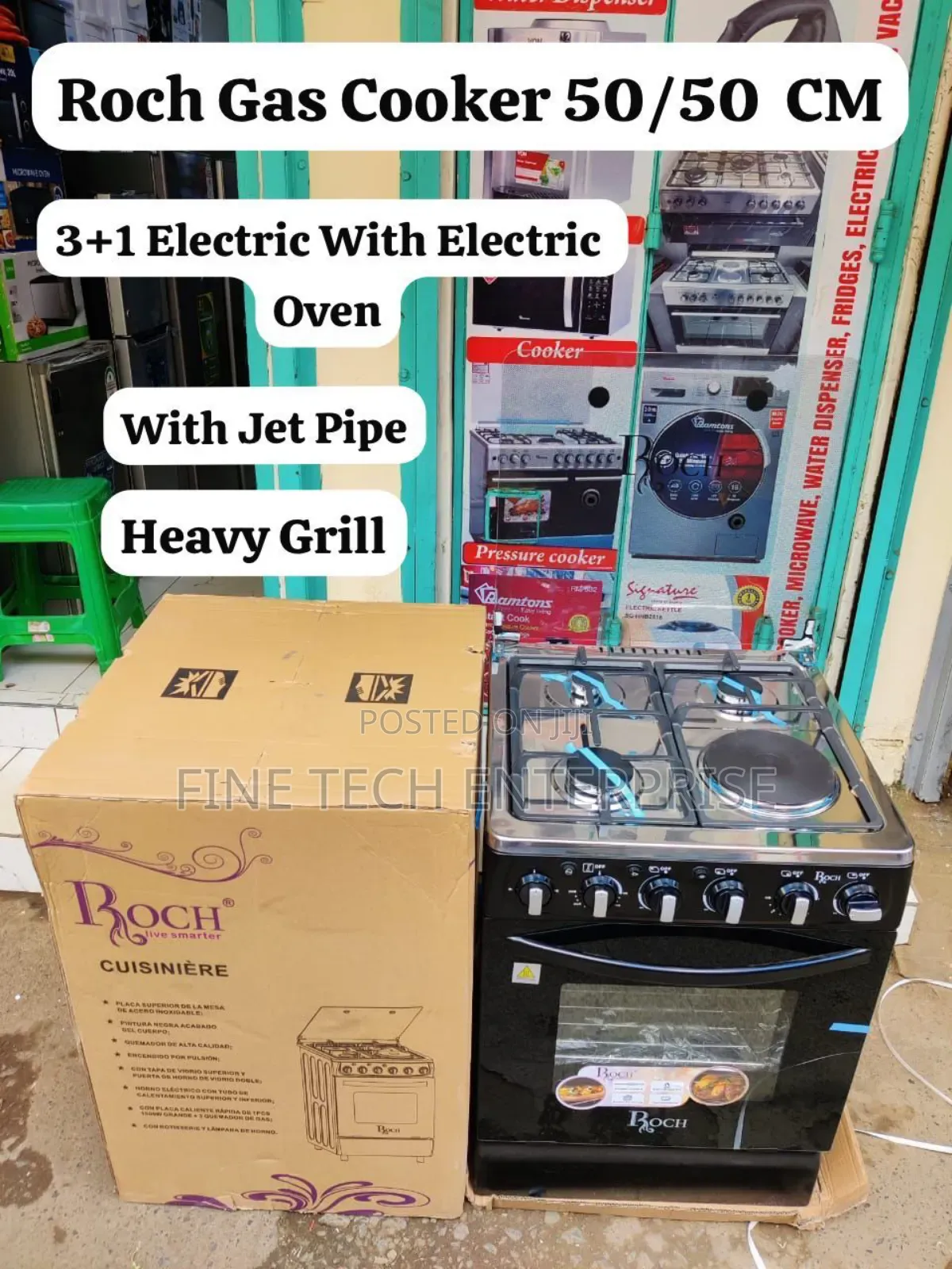 Roch Gas Cooker 50/50 Cm With Electric Oven.