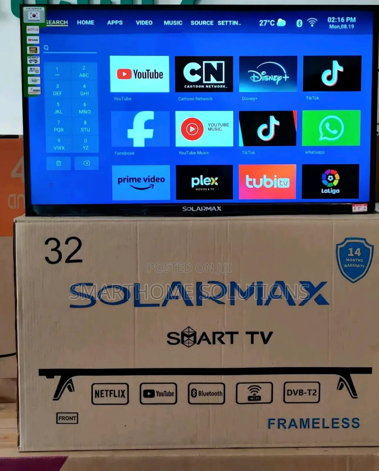 Solarmax 32 Inch Smart Android Tv Frameless With Bluetooth