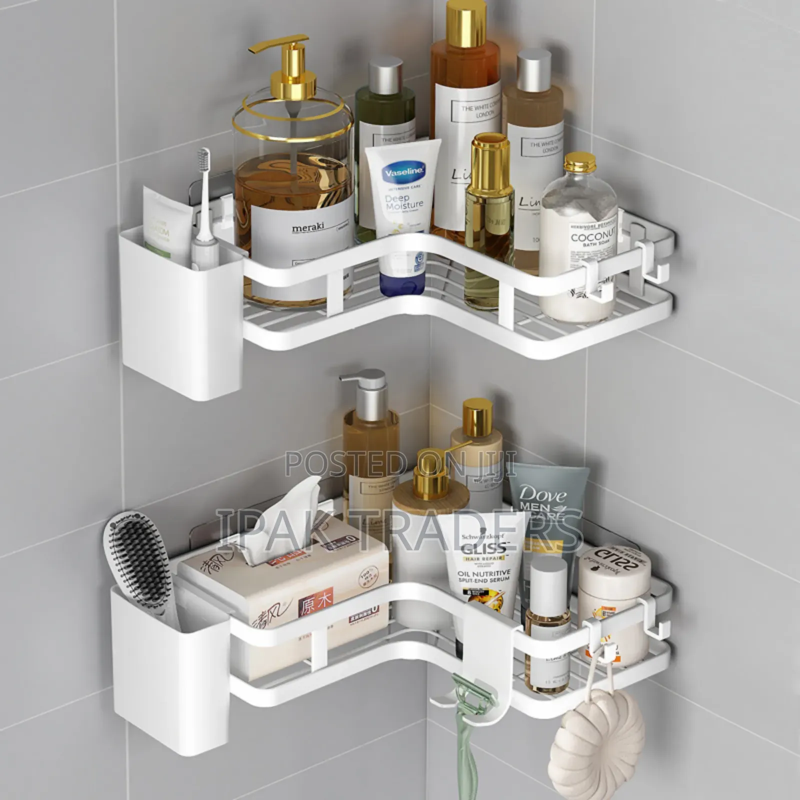 2 PCS Bathroom Shower Caddy With Toothbrush Holder