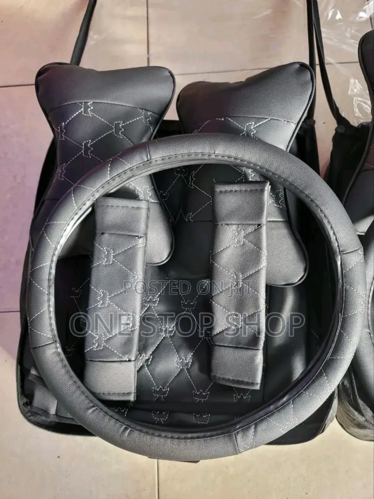 Unique Grey Leather Seat Cover With White Stitch (Also Black in Stock