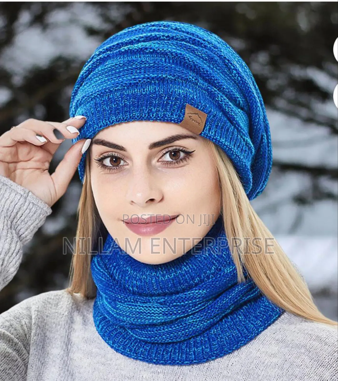 2pcs/Set Adults Neck Warmer Hat