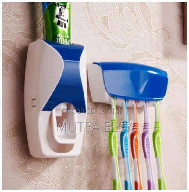 Black,Blue,Pink Orange Tooth Paste Dispenser+5 Toothbrush Holder - thumbnail 2