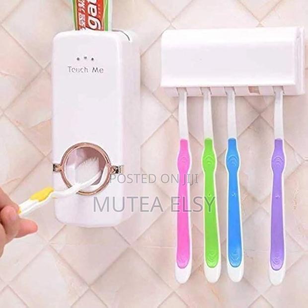 Black,Blue,Pink Orange Tooth Paste Dispenser+5 Toothbrush Holder - thumbnail 3