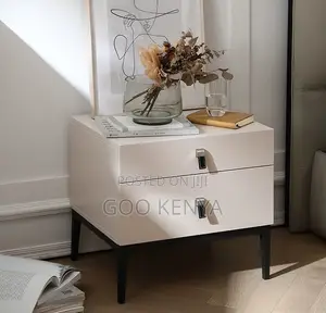 Home Bedside; Two Drawer Lockable Bedside Cabinet for Bedroom