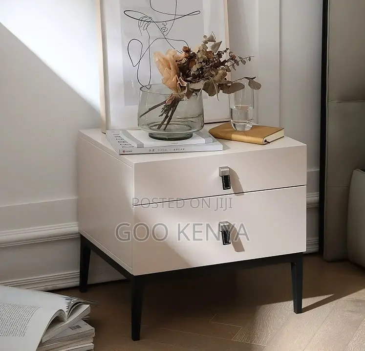 Home Bedside; Two Drawer Lockable Bedside Cabinet for Bedroom