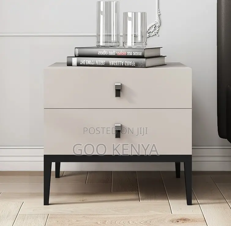 Home Bedside; Two Drawer Lockable Bedside Cabinet for Bedroom