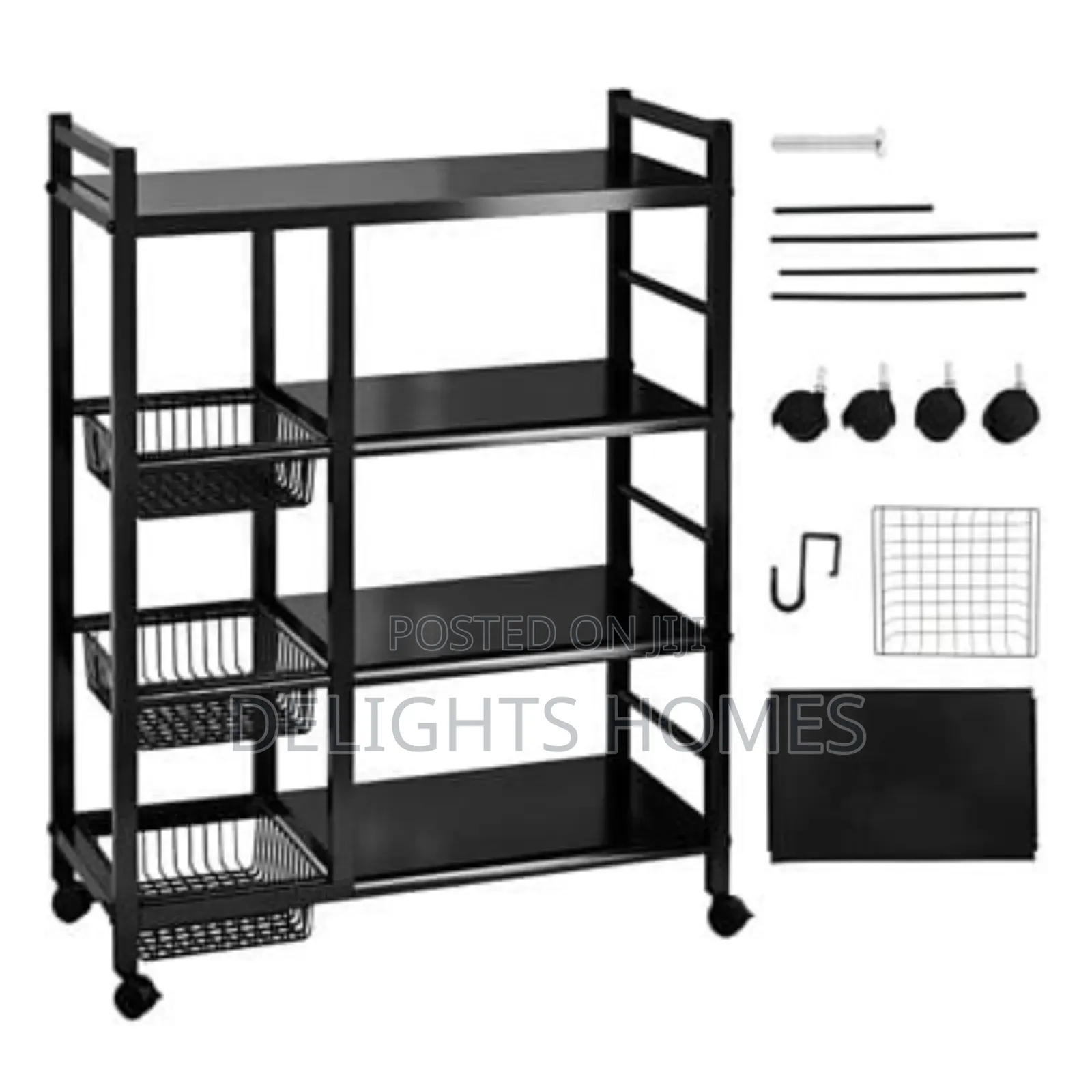 Metallic 4 Mesh 4 Tray Trolley Rack-Pa