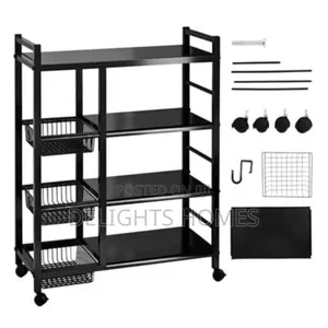 Metallic 4 Mesh 4 Tray Trolley Rack-Pa