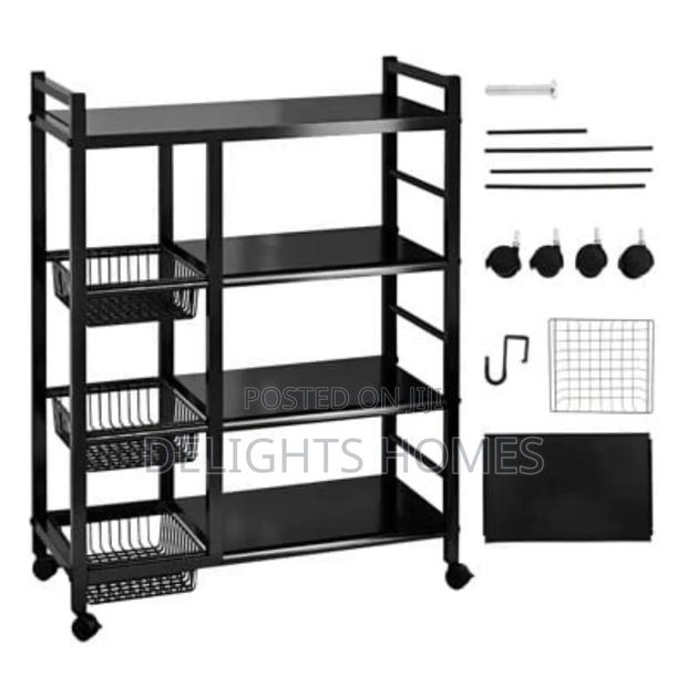 Metallic 4 Mesh 4 Tray Trolley Rack-Pa - thumbnail 2