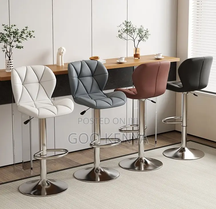 Home Bar Stool; Leather Covered Bar Stool With Adjusting Height
