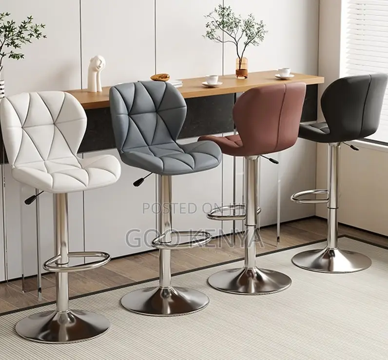 Home Bar Stool; Leather Covered Bar Stool With Adjusting Height