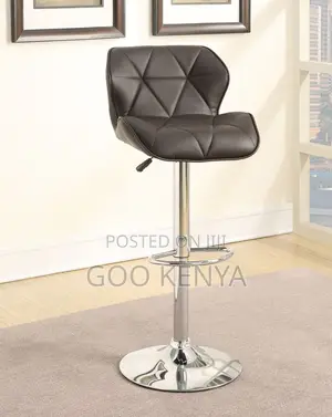 Home Bar Stool; Swivel Metal Base Bar Stool With Leather Seat