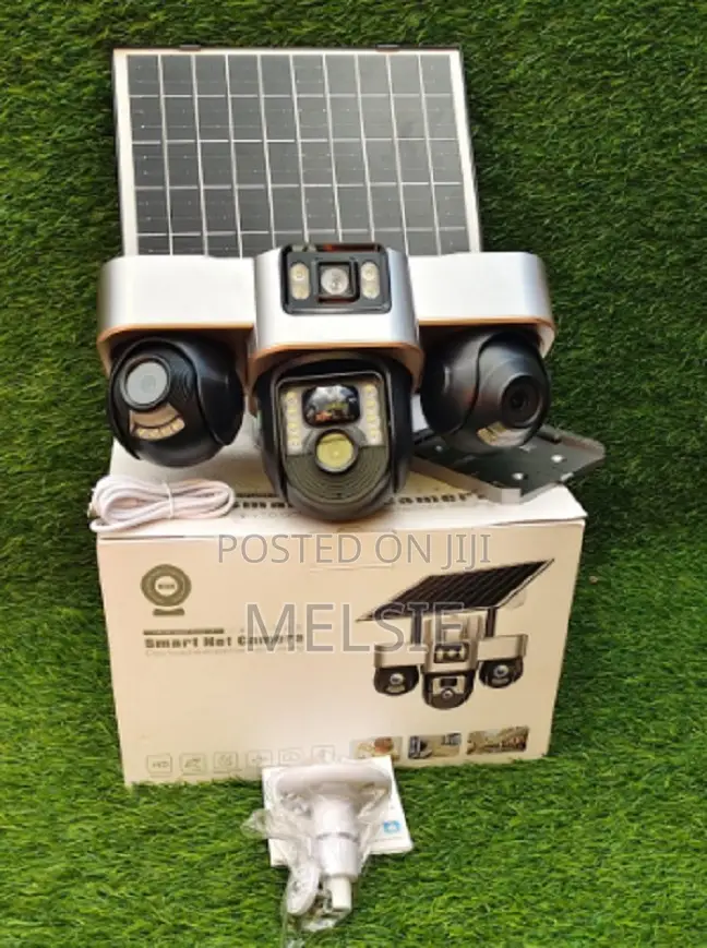 V380 4g Triple Lens Floodlight PTZ Camera Security With Solar Power