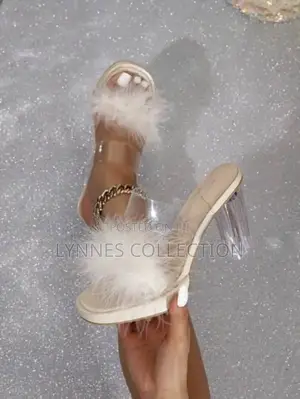 Exotic Fluffy Decor Clear Heels ,Heels Sizes 37-42