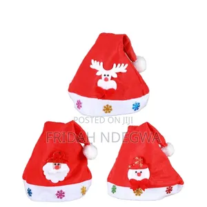 Kids Christmas Hats With Light Velvet Material