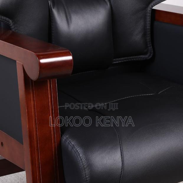 Office Chair : Leather Boss Office Chair With Wooden Arms - thumbnail 2