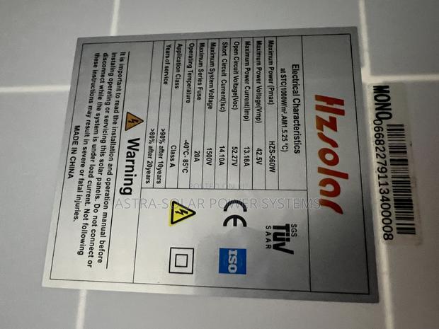 Hzsolar 560w Mono Crystalline Solar Panel - thumbnail 2