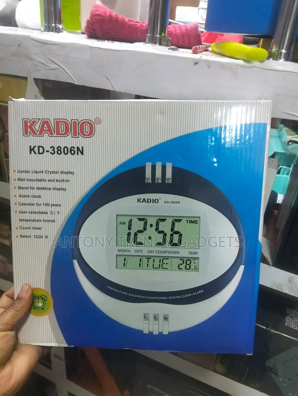 Kadio Kd-3806n Jumbo Digital Lcd Clock With Alarm