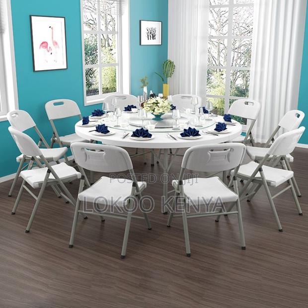 Dining Set : White Round Foldable Dining Set With 4 Chairs - thumbnail 6